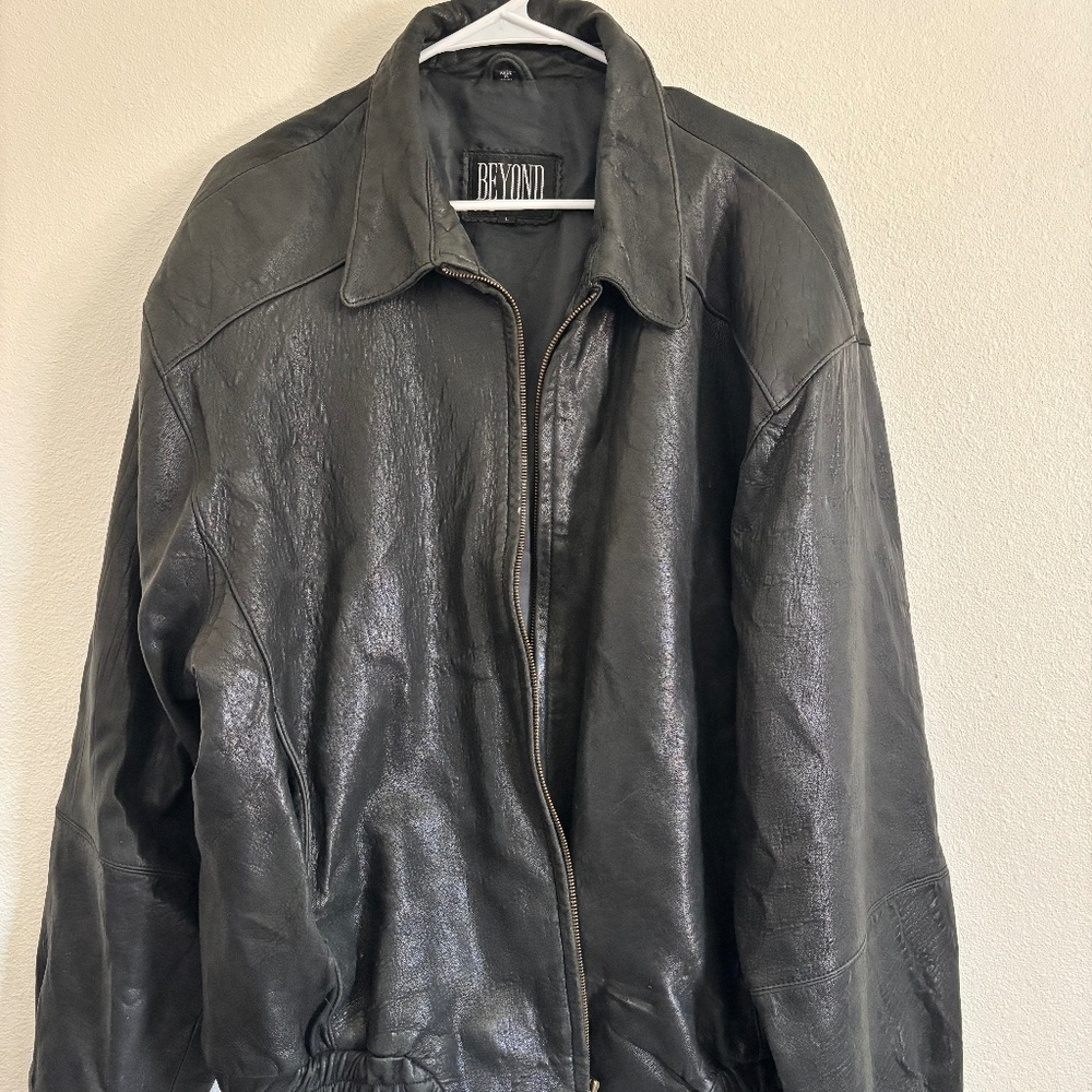 Vintage GENUINE LEATHER - “Beyond Leather” Bomber Jacket